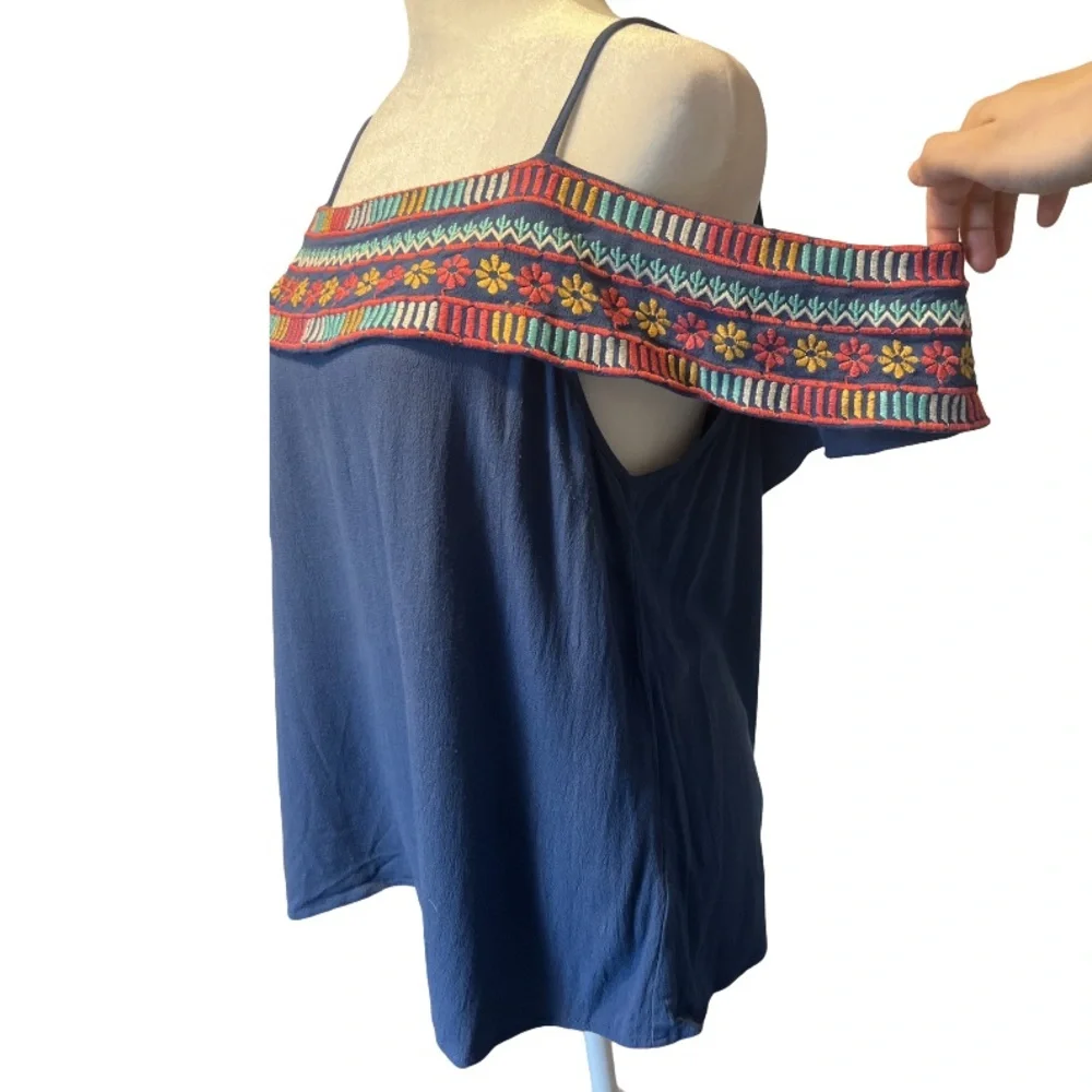 THML Women’s Blue Embroidered Blouse 
Size: Large - Picture 6 of 10